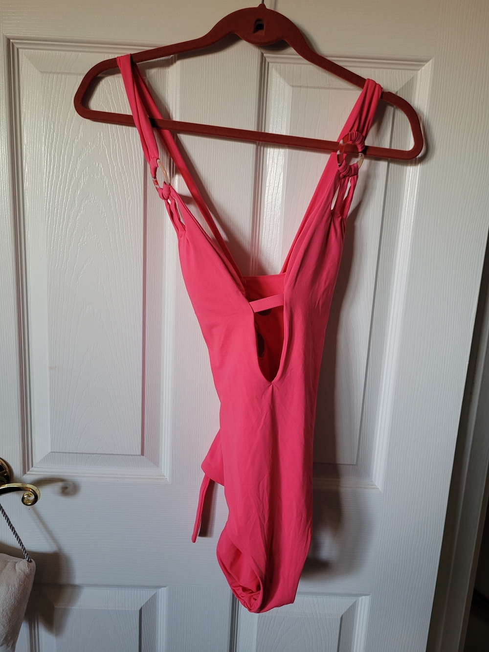 BECCA Hot Pink One-Piece Swimsuit with Ring-Detail Straps